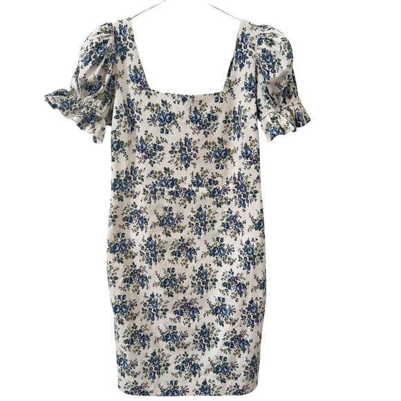 Tuckernuck Dresses & Skirts - Tuckernuck Cream Mini Dress with Blue Floral Pattern